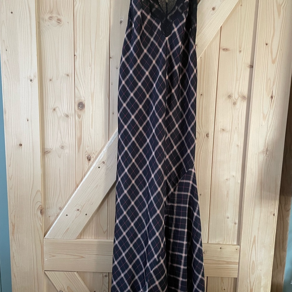 Black and Pink Plaid Maxi Dress